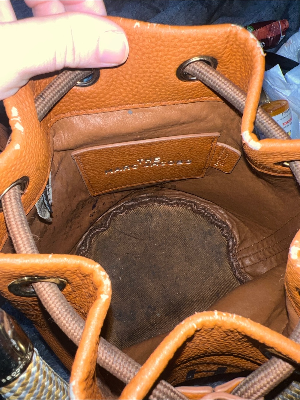 Original Worn Marc Jacobs Orange Drawstring Bucket Bag with Braided Handle - Picture 12 of 14